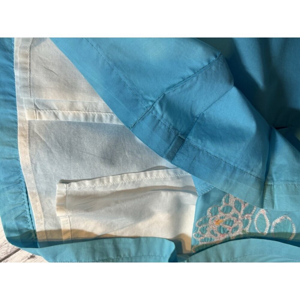 LL Bean Skirt Womens 10 Reg Blue Cotton A-line Floral Embroidery Flowers NEW - Picture 10 of 10